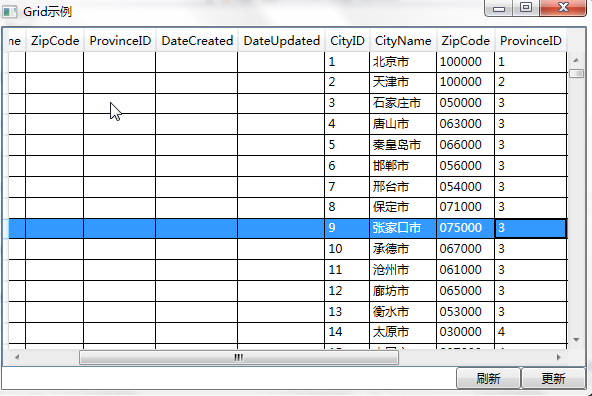 DataGrid columns example