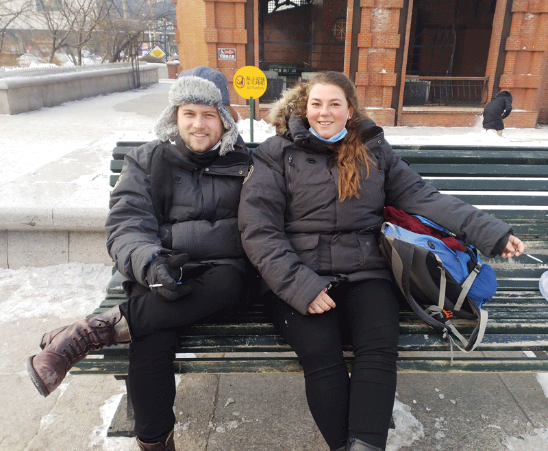 A Russian couple resting near the cathedral A Russian couple resting near the cathedral