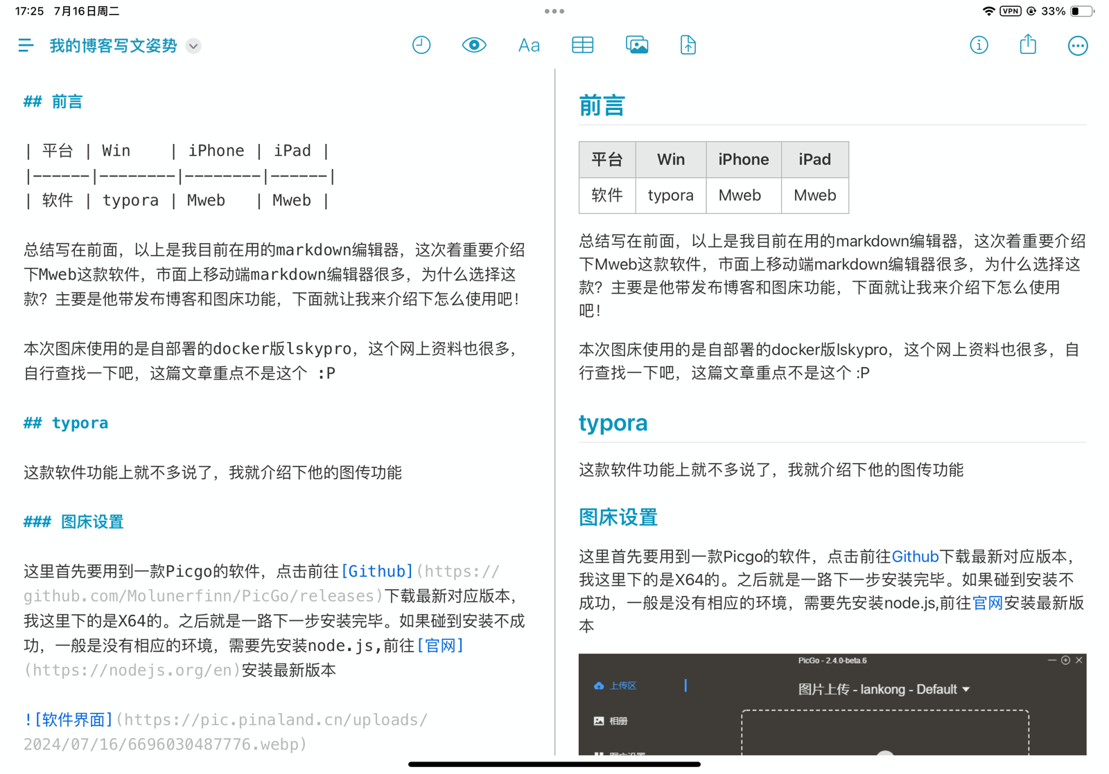 Split article view