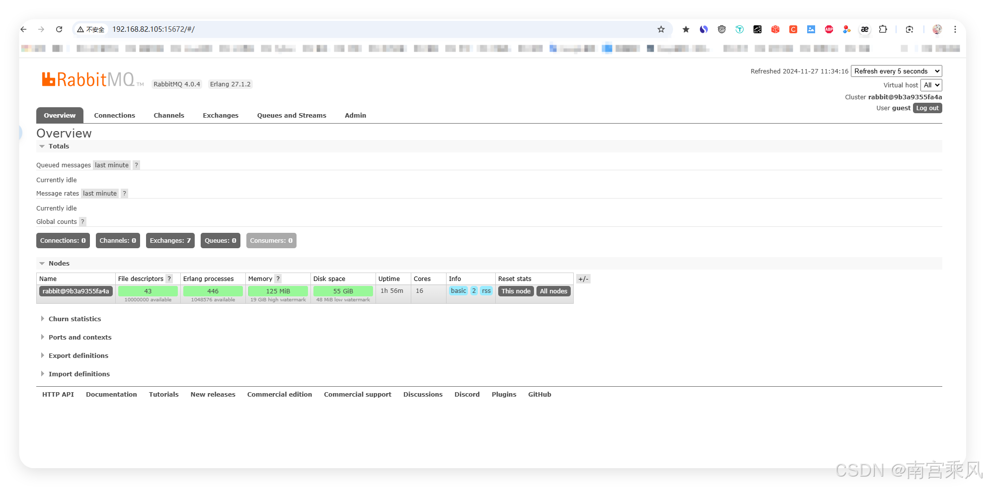 RabbitMQ management interface