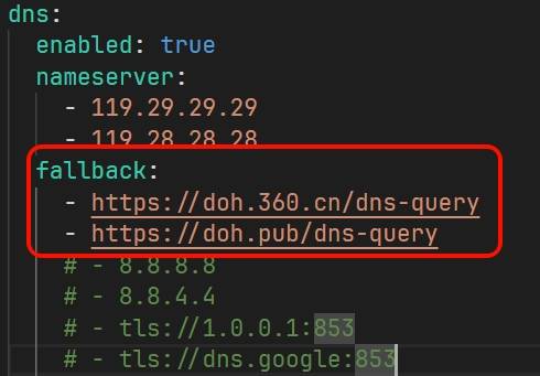 Adjusted Clash DNS settings