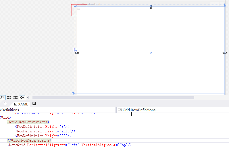 DataGrid placed on the window
