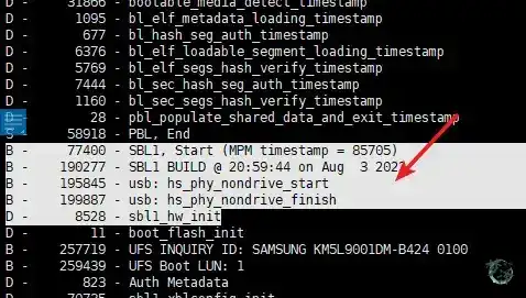 SBL boot log example