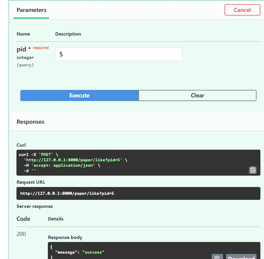 FastAPI docs request works
